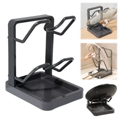 Rack de tampa de pote de camada dupla antiderrapante suporte de placa de corte de grande capacidade drenagem rack de armazenamento de cozinha