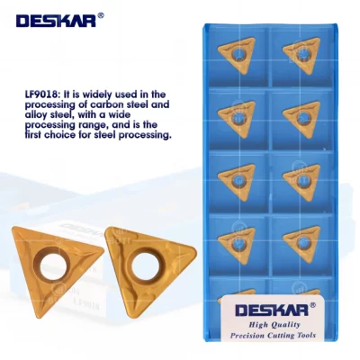 DESKAR 100% Original TCMT 110204 TCMT 110208 Ferramentas de torneamento LF9018 Inserções de metal duro Lâmina de lado único de torno CNC para processamento de aço