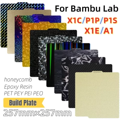 Para bambulab a1 placa de construção p1s x1c pei texturizado 257x257 h1h pey peo folha mola aço para bambu lab x1 carbono bambulab p1p cama
