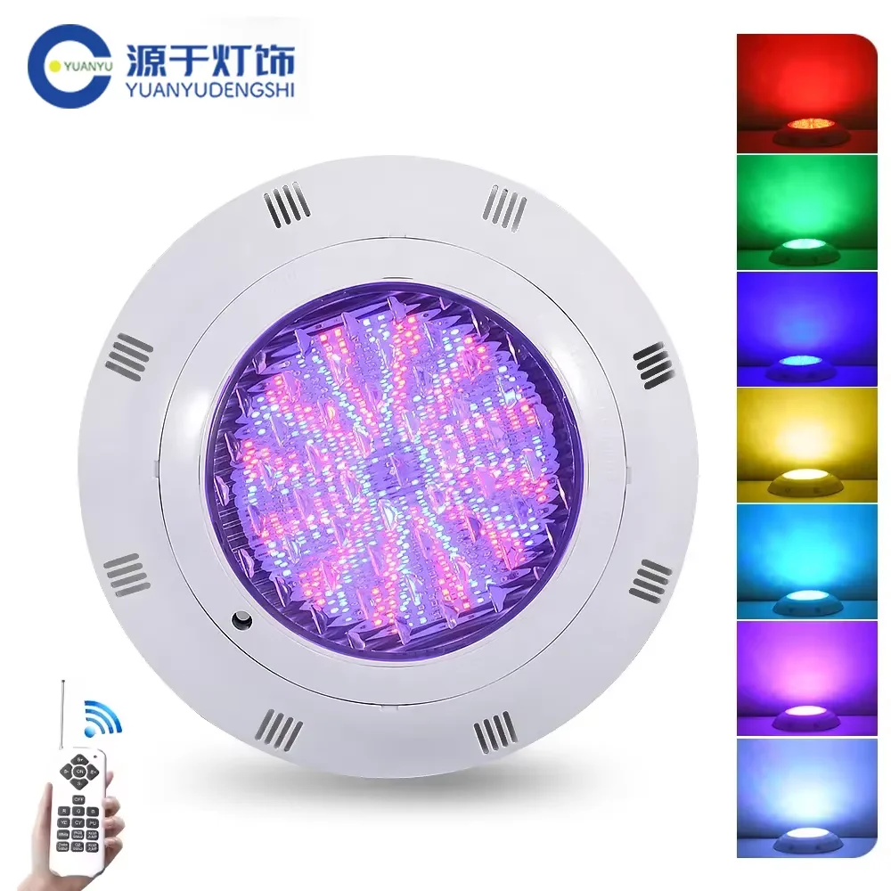 Piscina de superfície led 12v luz subaquática rgb lâmpada de natação ip68 à prova de água abs 12w 18w 25 36 45 iluminação fonte