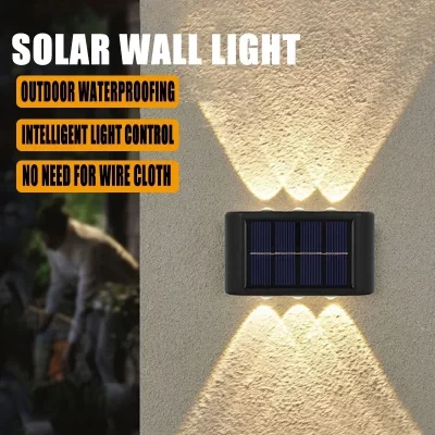Luz solar led, lâmpada de parede impermeável ao ar livre, iluminação da cerca do anoitecer ao amanhecer para o verão jardim quintal varanda passarela acampamento casa dezembro
