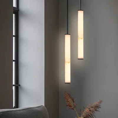 Winfordo cobre mármore natural pendurado lustre luminária pequena lâmpada pingente led para o quarto sala de jantar decoração casa