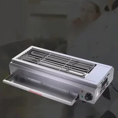 Grelhador elétrico para uso doméstico e comercial: grelha interna/externa sem fumaça para kebabs de carneiro, ostras, glúten
