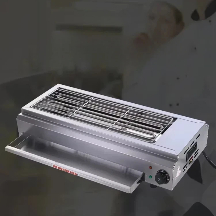 Grelhador elétrico para uso doméstico e comercial: grelha interna/externa sem fumaça para kebabs de carneiro, ostras, glúten