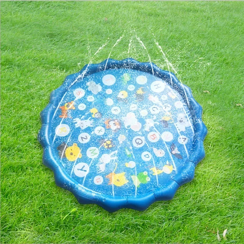 100/170cm Outdoor Kids Sprinkler Play Pad Mat Lawn Beach Letters Inflatable Water Pad Spray Water Games Mat Beach Cushion - Image 4