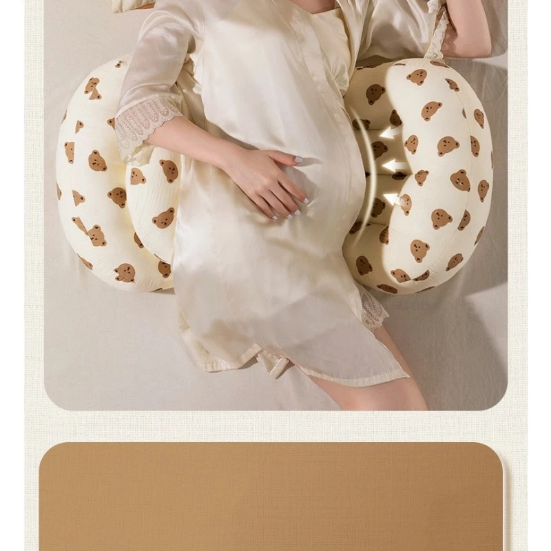 Travesseiro para maternidade, suporte para cintura, lado para dormir, barriga, em forma de u, gravidez, algodão essencial, respirável, sono lateral, must-have - Image 4