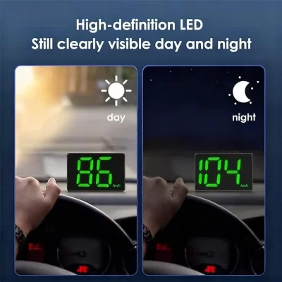 GPS HUD Car Head Up Digital Speedometer Windshield Projector Driving Alarm Speed Display MPH/KMH With Car Charger