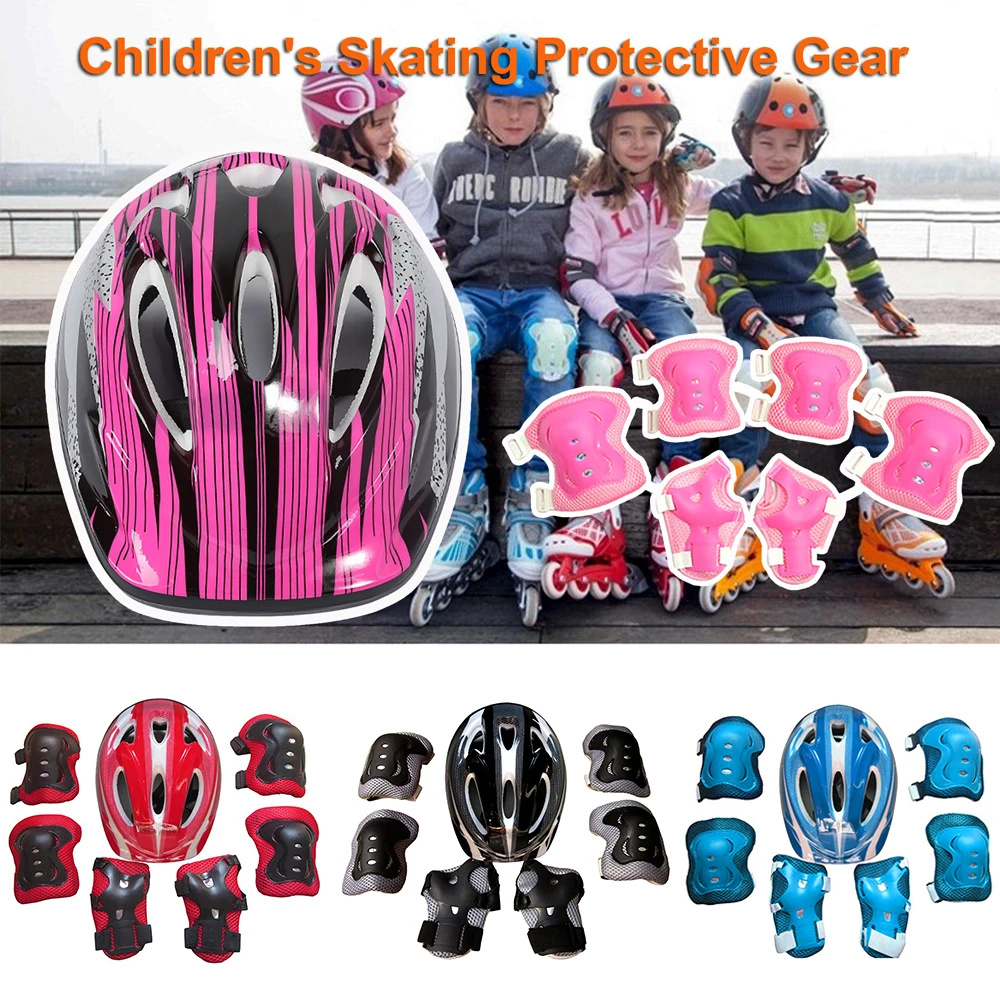 7 Pçs/Set Crianças Patinação Bicicleta Capacete Joelho Guarda de Pulso Cotovelo Pad Set para Crianças Ciclismo Sports Protective Guard Gear Set - Image 2
