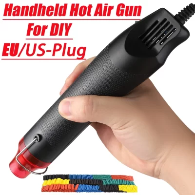 Pistola de ar quente 220/110v, ferramenta diy, ferramenta de aquecimento elétrico, mini soprador de processo de temperatura de soldagem, com contração de base de suporte