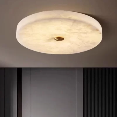 Simples e moderno led lâmpada do teto de mármore natural sala de estar quarto corredor circular ultra-fino todo-cobre lâmpada de parede decoração interior