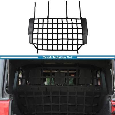 Rede de isolamento de carga do porta-malas do carro malha de segurança para animais de estimação 4 portas para jeep wrangler jk jl gladiador jt 2007-2023 acessório interior preto