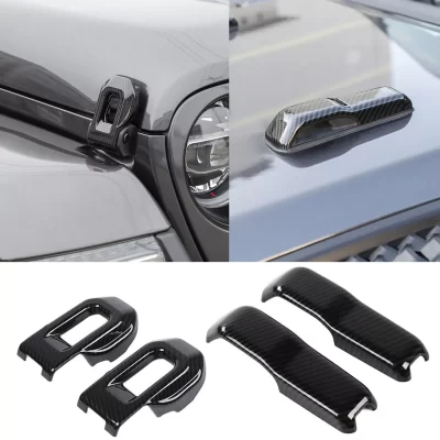 Dobradiça do capô do motor dianteiro/travas de trava capa decoração guarnição para jeep wrangler jl/gladiador jt 2018-2024
