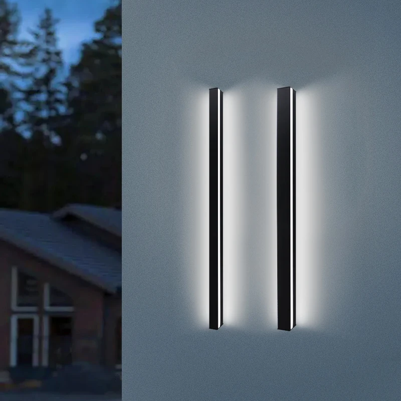 Luz de parede longa ao ar livre à prova dwaterproof água moderna tira longa iluminação led lâmpada de parede ip65 jardim ac 85-256v decoração ao ar livre - Image 2
