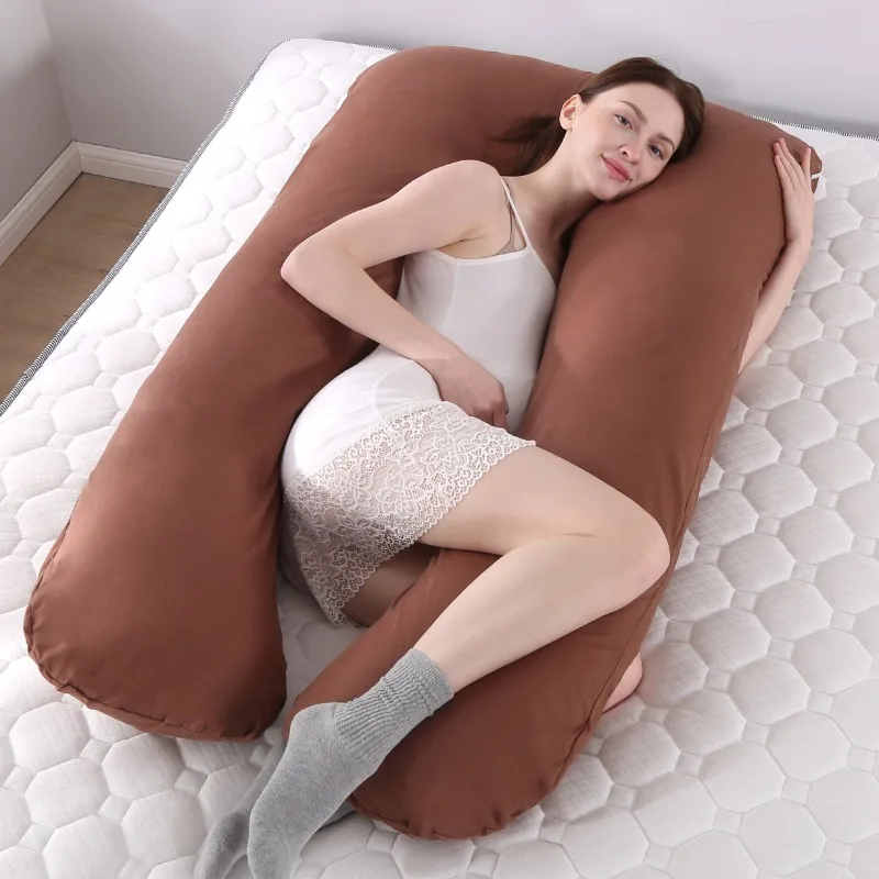 Almofada de corpo longo para gestantes, quatro estações, cor sólida universal, almofada em forma de U, suporte de cintura, amamentando, mãe - Image 6