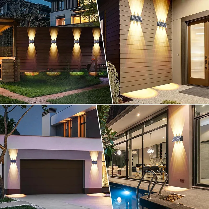 Lâmpada de parede solar ao ar livre à prova dwaterproof água movido a energia solar luz para cima e para baixo iluminar casa jardim quintal decoração fora das luzes solares - Image 4