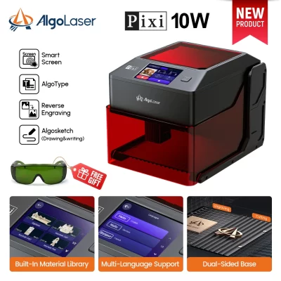 AlgoLaser PIXI 3W 5W10W DIY cortador de gravador a laser portátil gravura rápida aço inoxidável madeira vidro cozimento pintura corte de metal