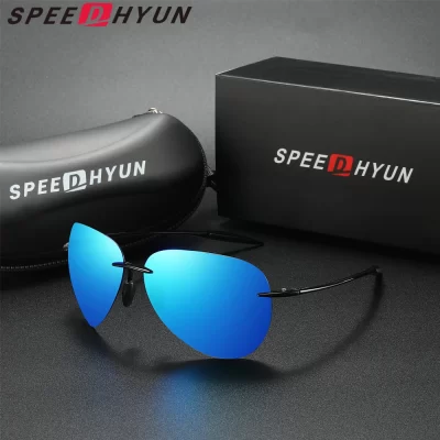 SPEEDHYUN Rimless Pilot Sunglasses Polarized UV400 Men Ultralight TR90 Glasses Women Driving Causal Fishing Outdoor Eyewear