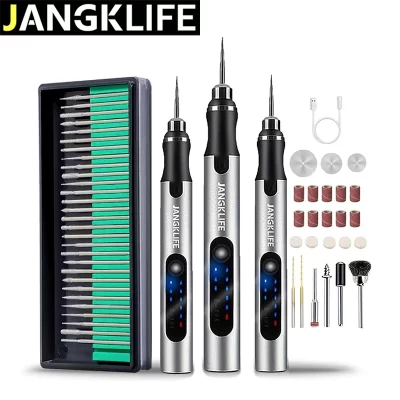 Shangklife kit de ferramentas rotativas sem fio usb, caneta de gravação em madeira, faça você mesmo para joias, metal, vidro, mini broca sem fio