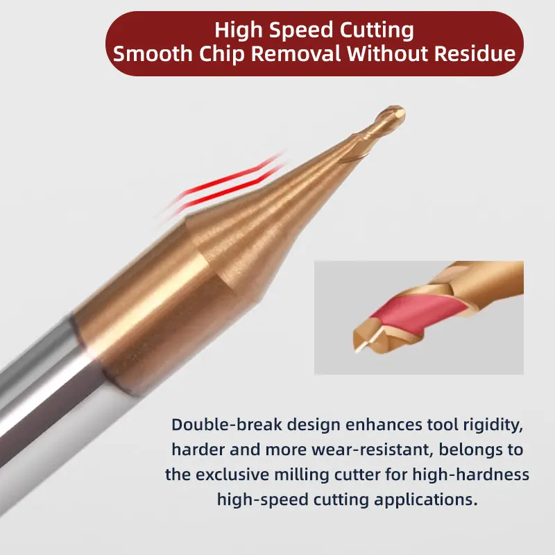 BB Micro Ball End Mill Long Neck Carbide CNC Small Mini Rib Deep Machining Cutter R0.1-R1.5 Tool for Steel Metal - Image 3