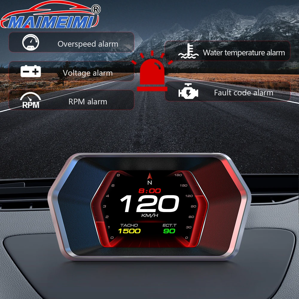 P17 HUD Head Up Display OBD GPS Auto Electronics with Overspeed/Water temperature/Voltage/Fault code alarm