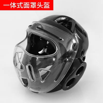 Capacete de karatê profissional preto WKF para competição Taekwondo Protetor de cabeça com máscara facial para crianças e adultos sem logotipo arnês