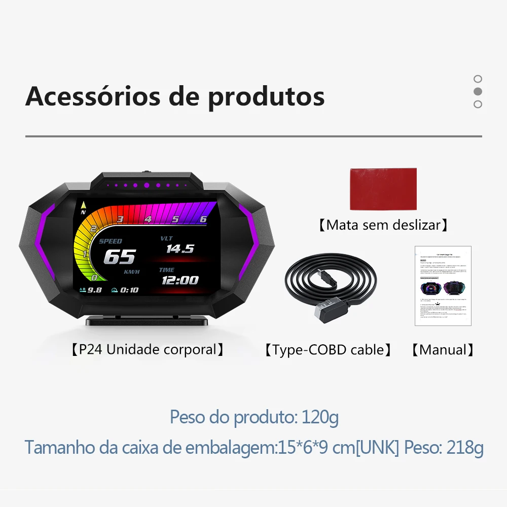 OBD + GPS HUD P24 Car OBD Head Up Display HUD on Board Computer Digital Speedometer Water Temp Fuel Consumption Slope Meter - Image 6