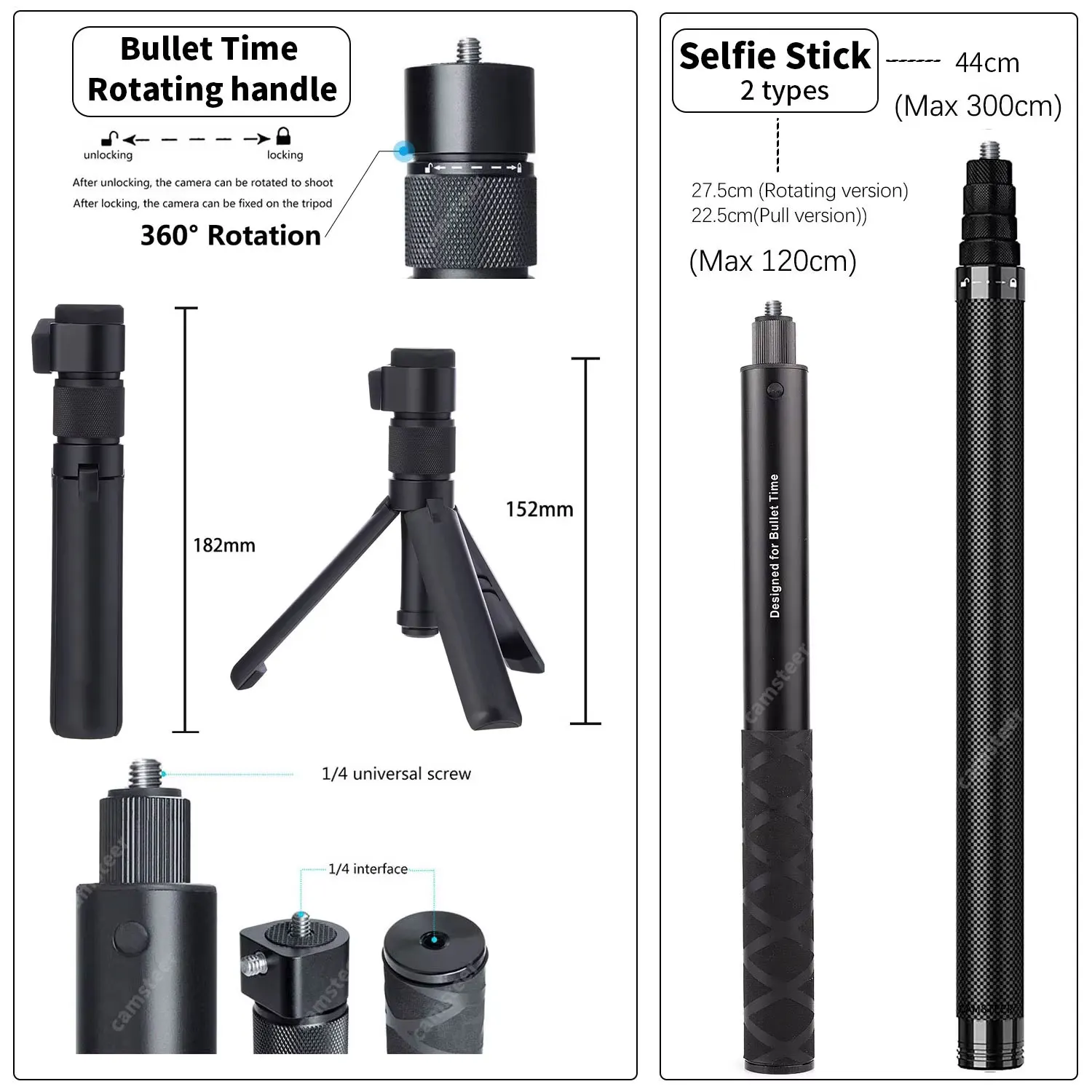 Bastão de selfie invisível de fibra de carbono, 1.2m, 3m, alça rotativa, tripé para gopro max2 insta360 x5 x4 dji osmo 360 câmera - Image 2