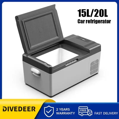 DIVEDEER 15L 20L Car Refrigerators 12V/24V Dual-purpose Car Household Compressor Refrigeration Freezing Small Ice Cabinets