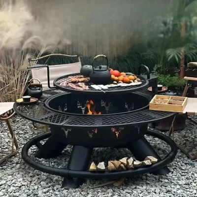 Grelha de churrasco moderna de alta qualidade CX010AJ, aquecedor de madeira doméstico, pátio, fogueira villa, mesa de lareira, brasadeira a carvão