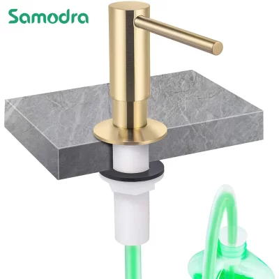 Samodra dispensador de sabão líquido de bronze, kit de tubo de extensão para acessórios de cozinha, banheiro, metal embutido em ouro, dispensadores de detergente