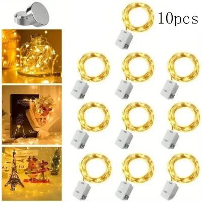 10 pçs led luzes da corda alimentado por bateria atmosfera colorida guirlandas de fadas luz para sala ao ar livre festa de casamento festival decoração