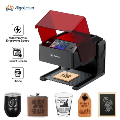Algolaser pixi 5w 10w inteligente portátil presente logotipo diy máquina de gravação a laser de madeira, couro, vidro e gravador de revestimento de metal