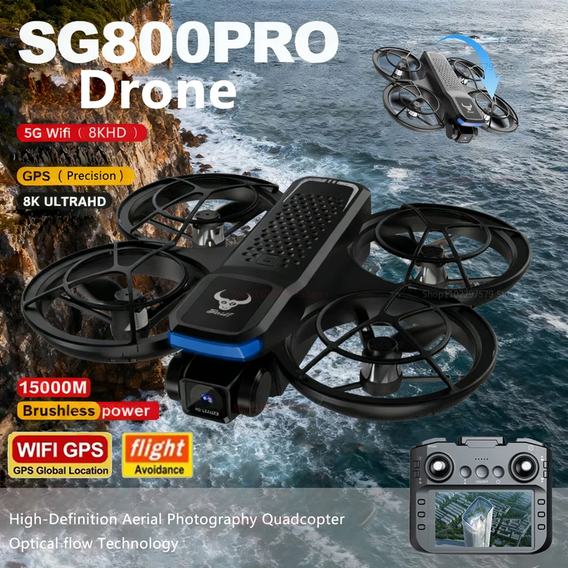 ZWN SG800 PRO Max Drone 8K HD Dual Camera 360° Flip Brushless Motor FPV Optical Flow Aerial Quadcopter Kid Adults Outdoor Fligh
