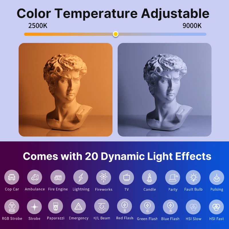 Ulanzi VL119 portátil RGB colorido vara de luz 19,68 polegadas portátil LED varinha de luz CRI 95 + 2500K-9000K lâmpada de estúdio de fotografia - Image 3