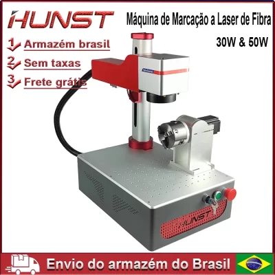 Hunst pequena máquina de marcação a laser max 30w portátil dobrável mini máquina de gravação de fibra para diy marcação presentes gravura em metal