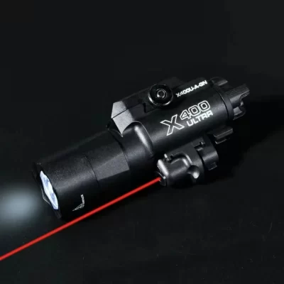 Lanterna de alta intensidade x400u 2 em 1, ponteiro laser, serve para trilho de 20mm, armas de airsoft de brinquedo, caça, cs, combina com jogos de guerra, excluir bateria