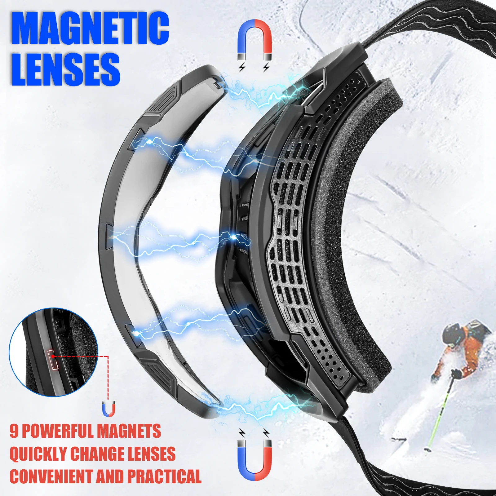 KAPVOE Men Women Brand Ski Goggles Snowboard Goggles Glasses For Skiing Protection UV400 Snow Glasses Anti-Fog Ski Mask Eyewear - Image 5
