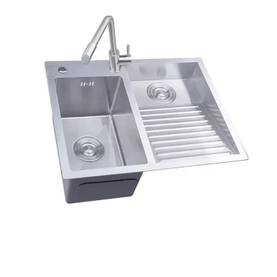 Pia de cozinha manual de aço inoxidável 304, tigela única acima do balcão ou conjunto undermount witwashboard dispensor dainer 60x48cm