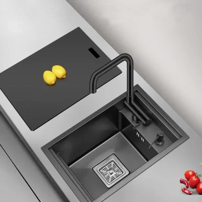 Pia De Tamanho Pequeno Escondida Pia De Cozinha Preta Barra Única Pia De Varanda De Aço Inoxidável Escondida Pia De Cozinha Preta Pia Bar
