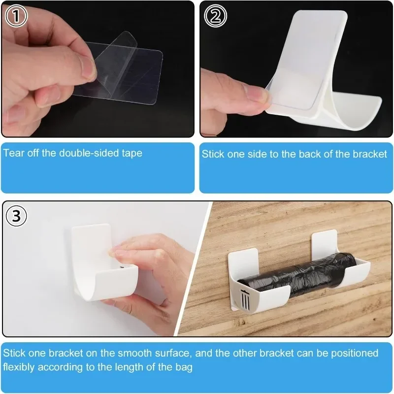 20/2 pçs sacos de lixo prateleira titular fixado na parede saco plástico filme recipiente dispensador saco de lixo caixa de armazenamento organizador para cozinha - Image 5