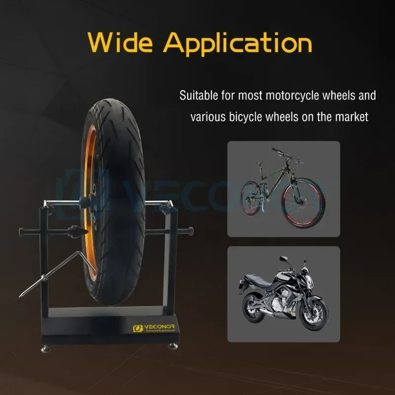 Balanceador de roda de bicicleta de motocicleta, ferramentas de balanceamento de alinhamento de pneu, suporte manual de giro de roda com cones de centralização ajustáveis - Image 6