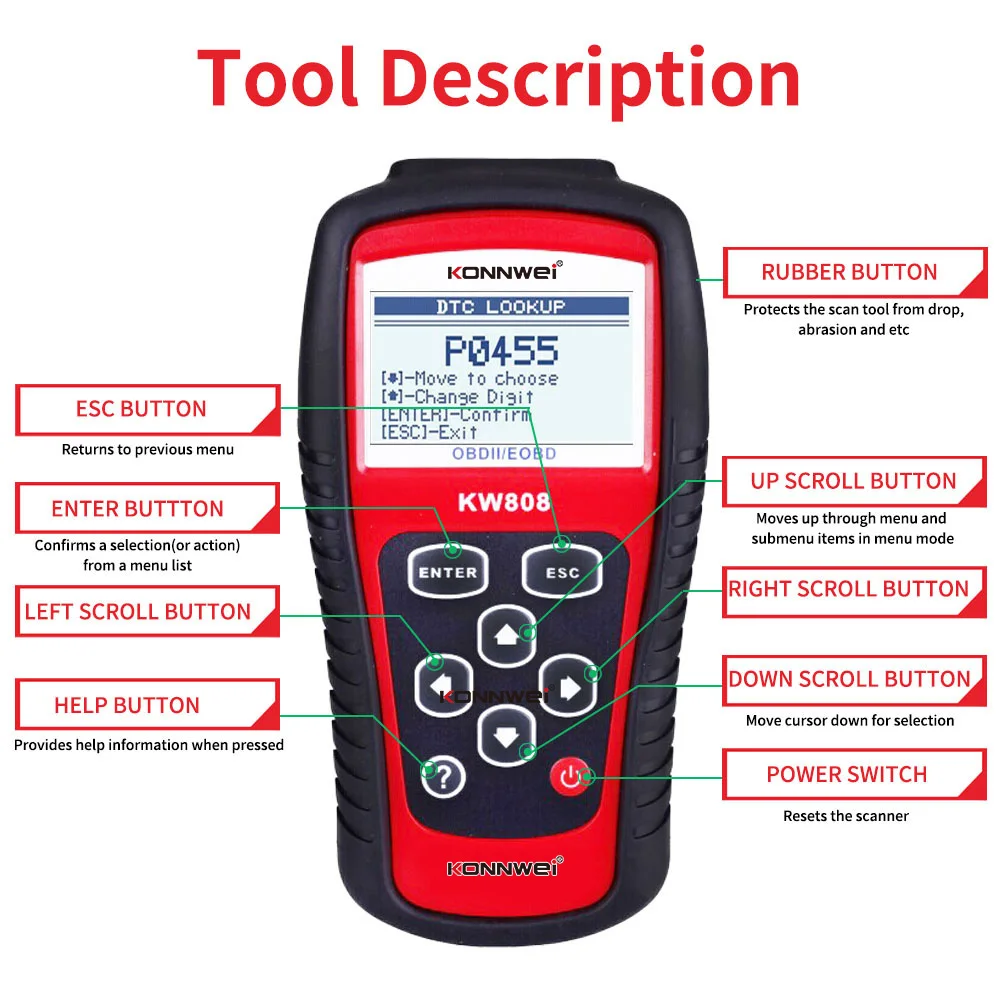 2026 novo konnwei kw808 carro obd2 scanner de diagnóstico leitura automática leitor código falha clara verificar luz do motor ferramenta diagnóstico para carros - Image 3