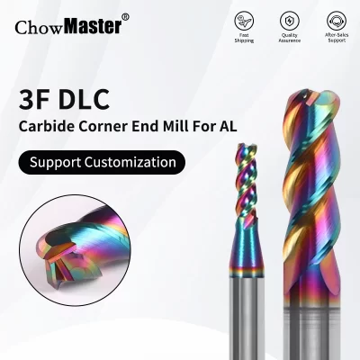 Chowmaster carboneto de canto raio endmill dcl revestido 3 flautas r0.2 r0.5 r1 r2 carboneto de tungstênio bullnose fresa de alumínio