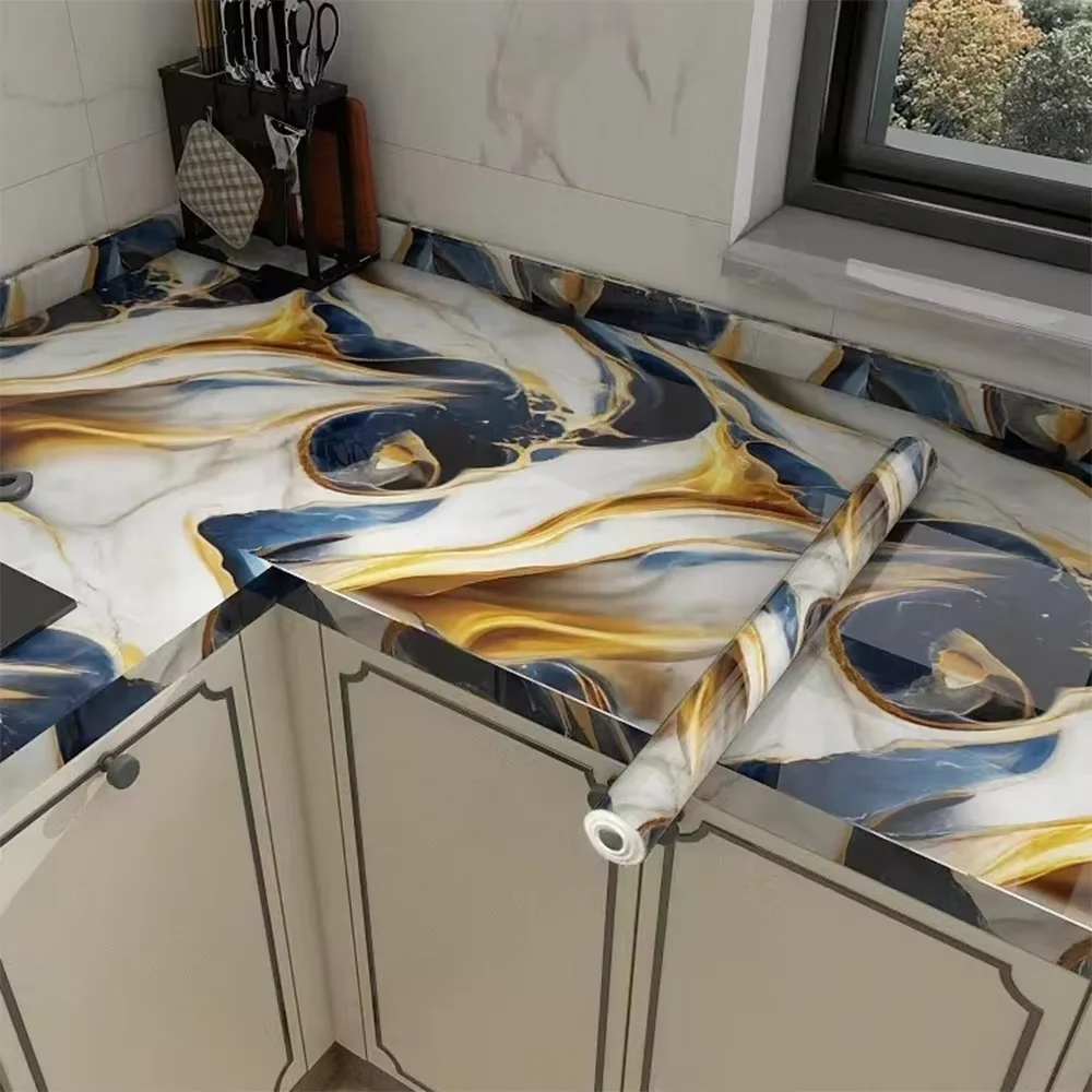 Adesivos de parede autoadesivos à prova de óleo para cozinha, 40cm, mármore, com resistência ao calor e manchas, papel de parede decorativo para casa - Image 3