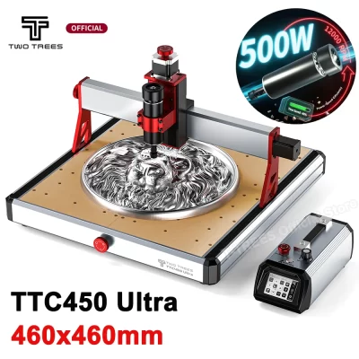 Twotree TTC450 Ultra CNC Engraving Machine 500W Spindle Motor 12000RPM Metal Slide for Stainless Steel Wood CNC Router Machine