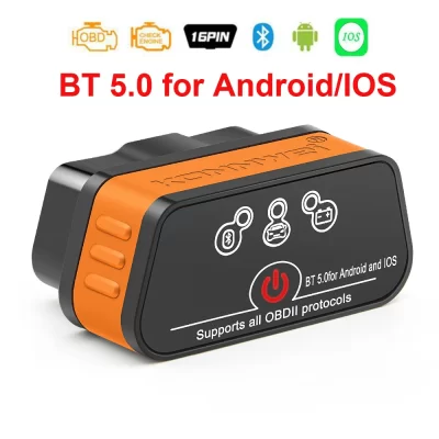 Konnwei-Auto Car Diagnostic Tools, Leitor de Código, OBD2 Scanner, Bluetooth 5.0, ELM 327, V1 5, OBDII, ODB2, OBD 2