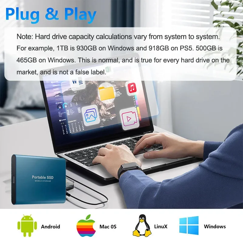 Large capacity storage hard drive 1TB 2TB original external hard drive 4TB type-c storage hard drive, for laptops/PCs/Macs - Image 5