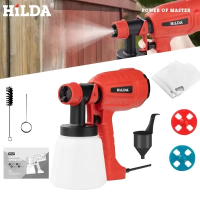 HILDA 800ML Pistola Elétrica Ferramentas de Alta Potência Pulverizador de Pintura Auto Doméstica Pistola Elétrica Vermelha