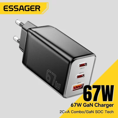 Essager 67w gan usb tipo c carregador pps 65w carga rápida para samsung qc 4.0 pd 3.0 iphone 15 14 13 pro huawei telefone portátil chagers