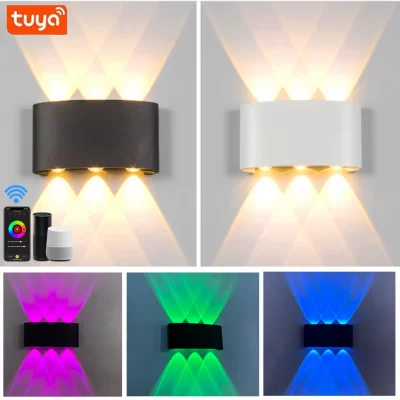 Luz externa rgb inteligente, 2700k-6500k, arandela de parede ambiente que muda de cor, controle de aplicativo wi-fi para cima e para baixo, funciona com alexa e google